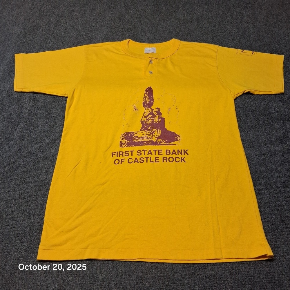 Vintage Baseball Henley Shirt 70s‎ 80s GATOR Orange Adult Large # 5 Castle Rock